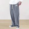 Spring and Autumn Solid Color Lace Sports Pants Simple Straight Leg Pants Men's Casual Pants Wide Leg Pants