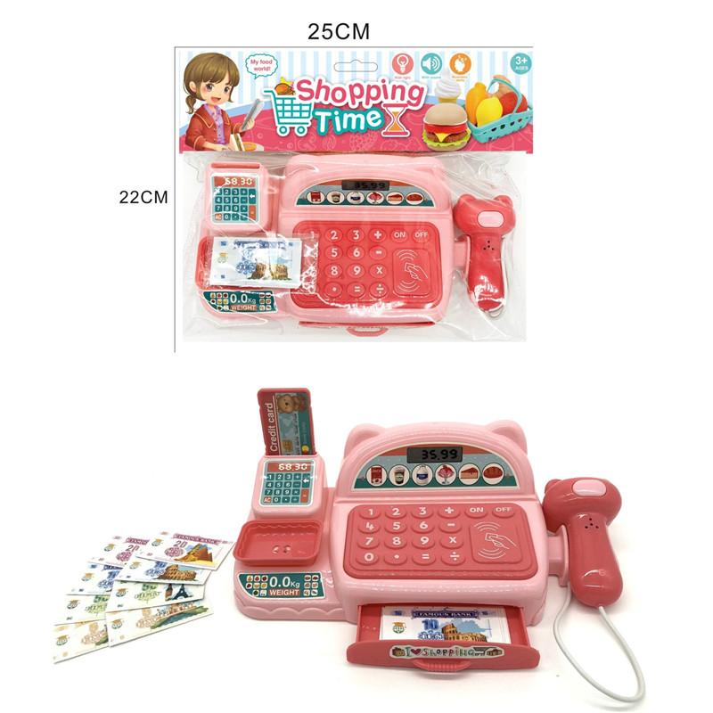 Детская Интеллектуальная Игрушка для Ролевых Игр Кассовый Аппарат Супермаркет Торт Фрукты Мороженое Интерактивная Музыкальная Игрушка со Светом для Родителей и Детей