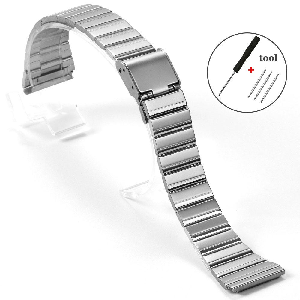 18 мм 20 мм Нержавеющая сталь Ремешок для CASIO A158 Ремешок F-91/A159/A168/A169/AQ230/AE500W Ремешок для часов Ультратонкие металлические браслеты Ремень