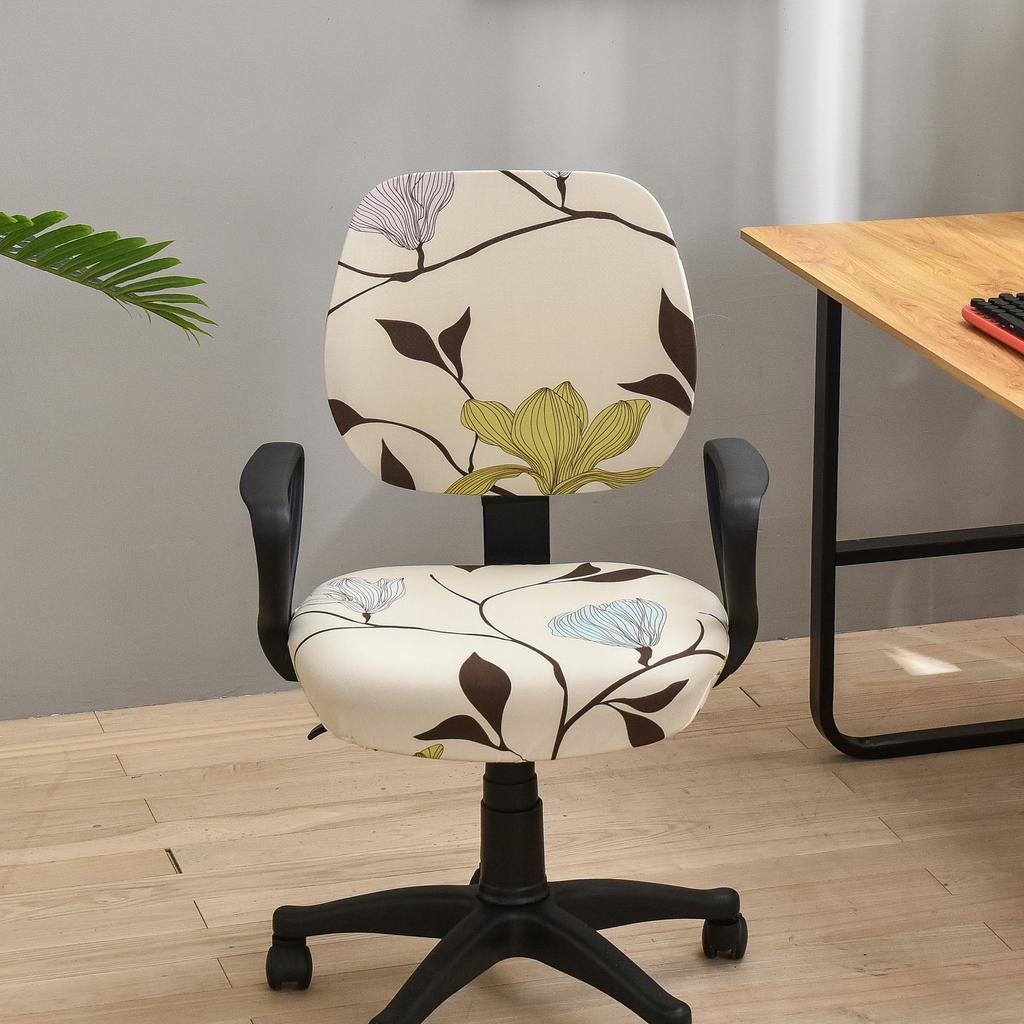 2024 Printed Split Chair Cover Elastic Office Split Seat Cover Home Computer Chair Cover