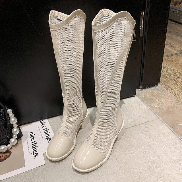 High Boots For Women Fashion Platform Martern Boot Hollow Long Boots Woman Sring Autumn 2023 New Mesh Sexy Knee -Length Boots