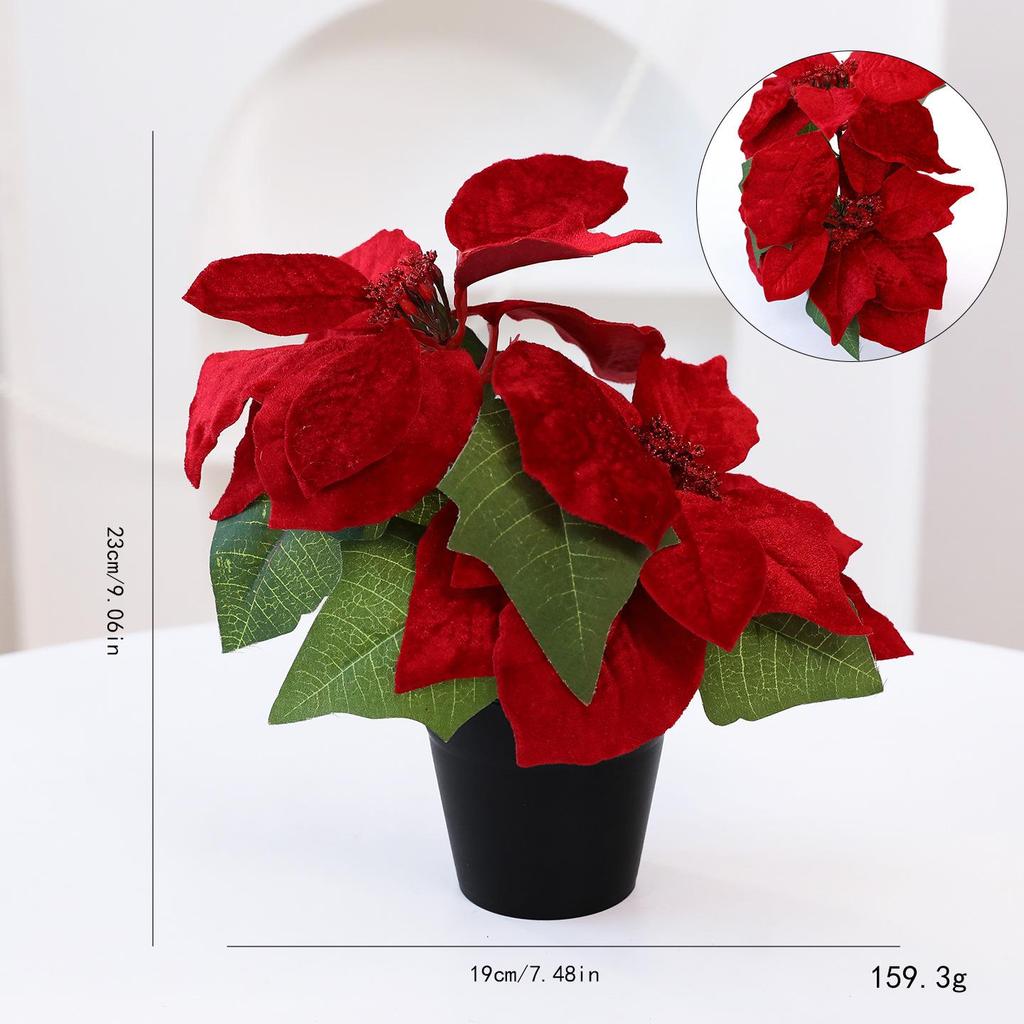 2026 Red & Green Poinsettia Bonsai Christmas Decoration for Living Room and Mall