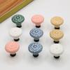 Ceramic Cabinet Drawer Door Knob Cupboard Wardrobe Embossed Round Pull Handle with 25mm Screw