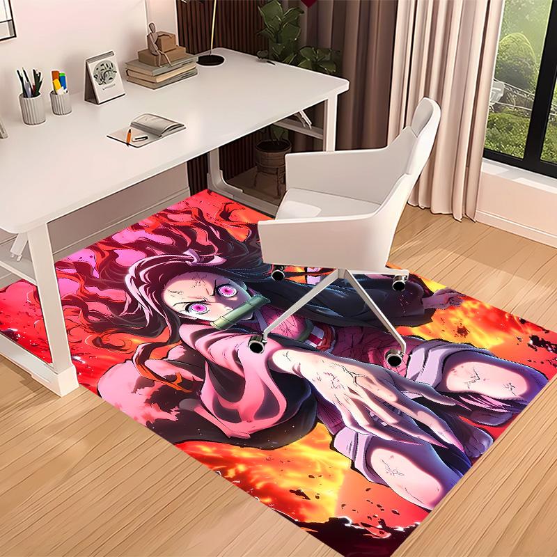 Demon Slayer Nezuko Printed Absorbent Washable Carpet, Non-Slip Bathroom Mats, Kitchen Rugs, Yoga Mat,Living Room Entrance, Camping Picnic Rugs