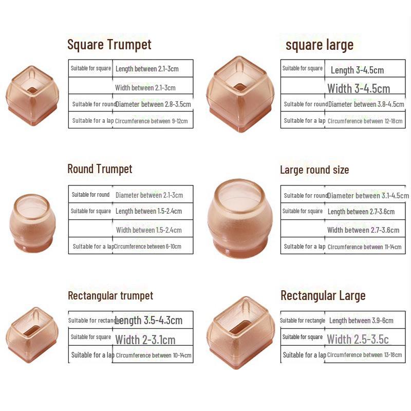 Silent Table and Chair Foot Covers, Thick Wear-Resistant Anti-Slip Pads for Table and Stool Legs