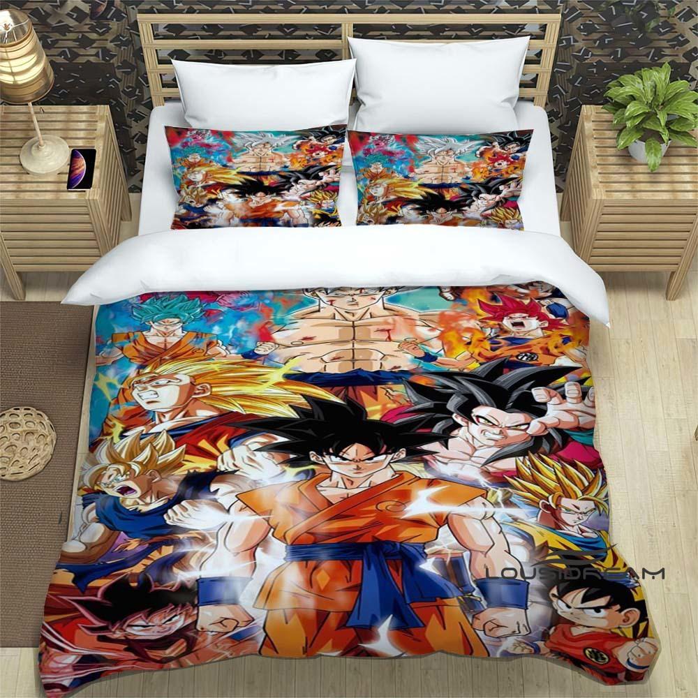 3D Dragon Ball Cartoon Bedding Set (3 Pieces) – Includes Duvet Cover and Pillowcases. Soft and Comfortable.