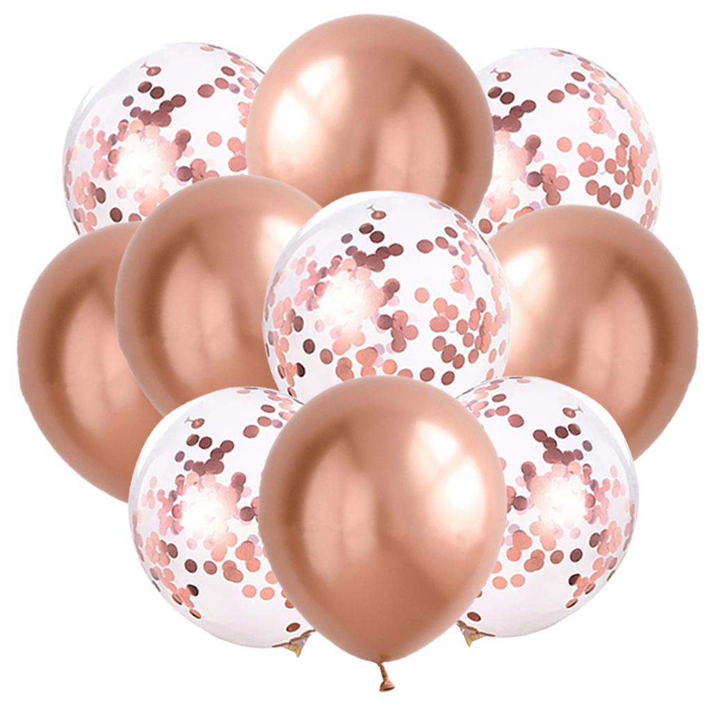 10PCS Gold Silver Metal Latex Confetti Balloons Baby Shower Wedding New Year Birthday Party Decorations Matte