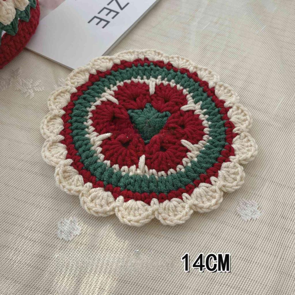 1 шт. Вязаная подставка красная ручной работы, высокотемпературная и противоскользящая, коврик для чашки, впитывающая подкладка, защита стола, кухонный декор для посуды