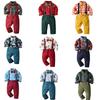 Autumn Cotton Long-Sleeve Shirt & Overalls Set for One-Year-Old Boys - Christmas Edition