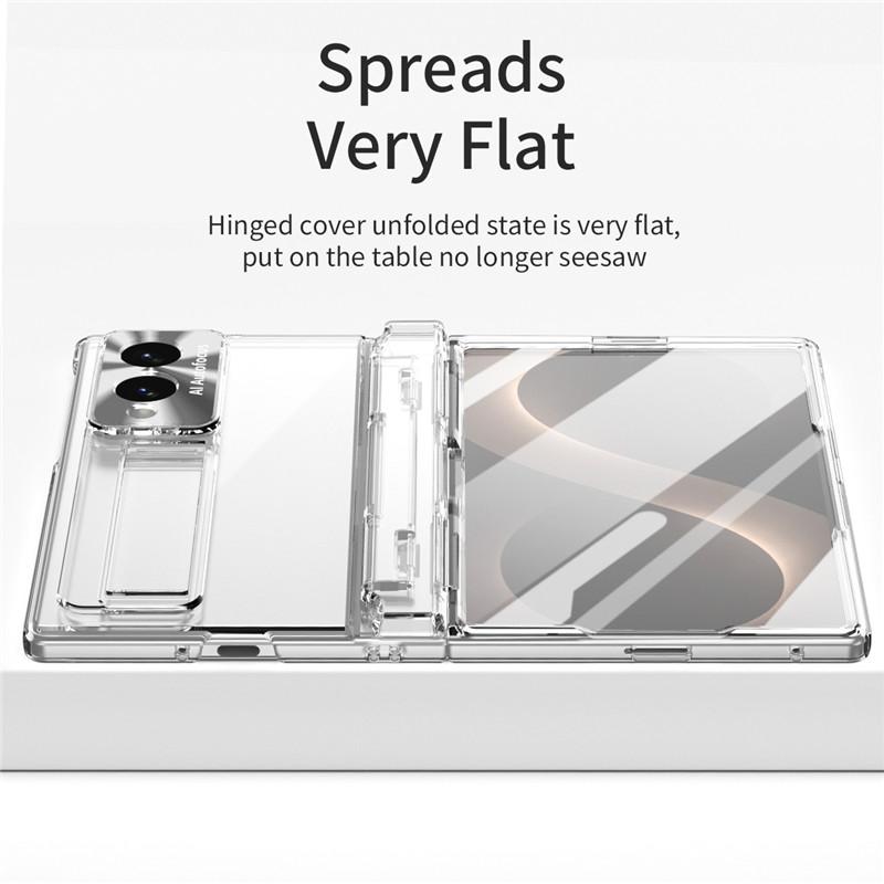 For Samsung Galaxy Z Fold 8 Case Transparent Bracket Stand Holder Case for ZFold 8 Fold8 Clear Screen Film Hinge Protect Cover