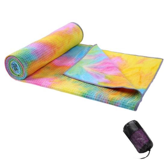 Yoga Towel Sweat Absorption Extra Soft Non-Slip Washable Non-Fading Superfine Fiber Workout Towel Yoga Mat with Anti-slip Grip Dots for Gym