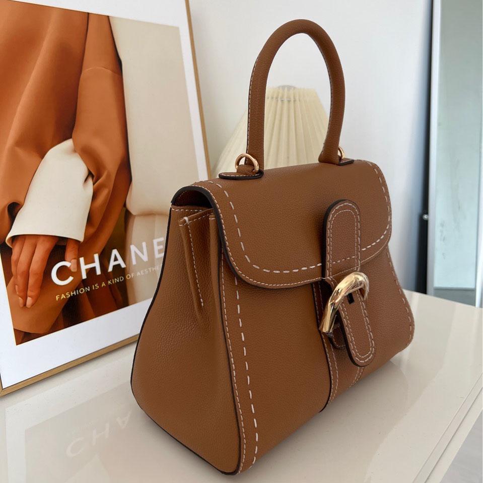 Женская модная сумка-седло из натуральной кожи с прострочкой, высококачественная сумка через плечо в форме подковы