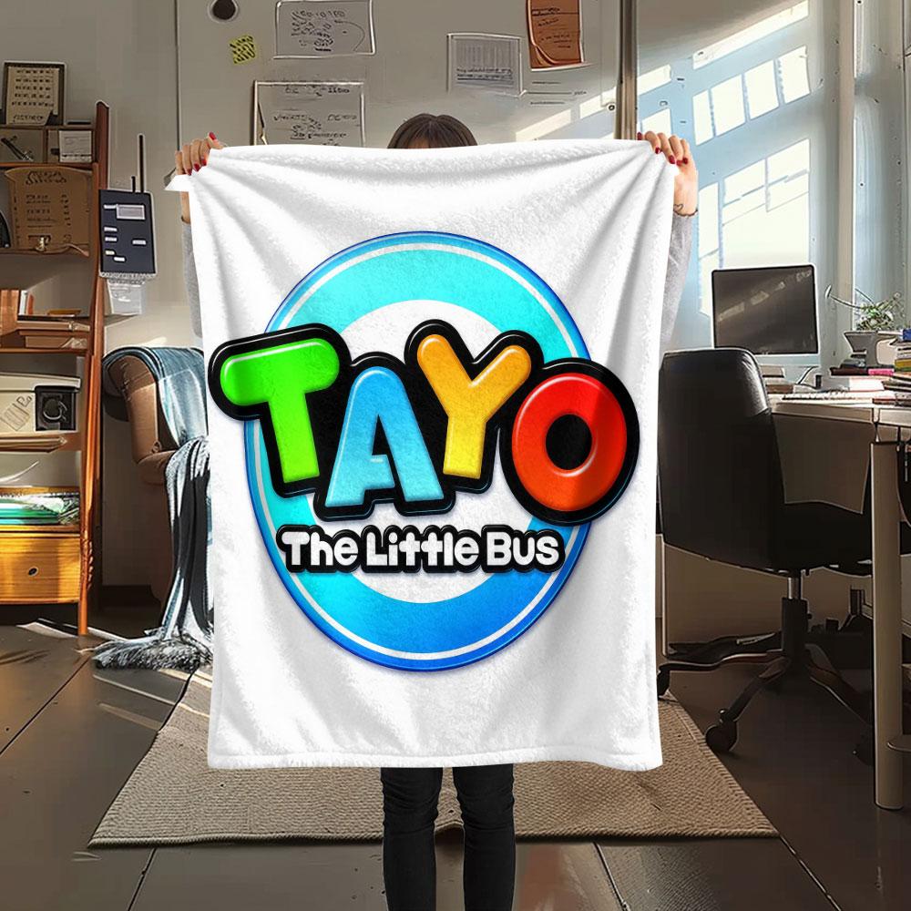 Tayo Printed Flannel Blanket, soft throw for bedroom sofa, washable, Christmas present, great gift.