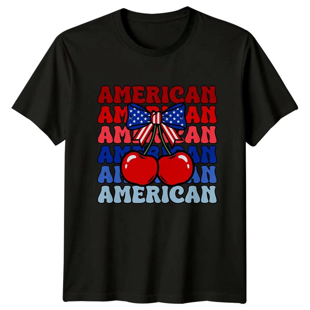 American Womens T-Shirt 4th July Cherries Patriotic 4th July Gift For Her