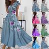 Women's Long Dress Maxi Dress Casual Dress Chiffon Dresses Swing Dress Solid Color Casual Mature Outdoor Daily Date Ruffled Short Sleeve V-neck Dress