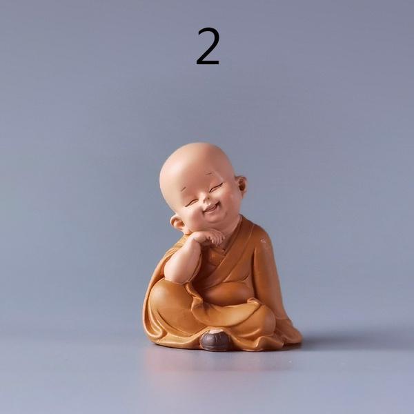 Маленькая милая статуя Будды монаха в китайском стиле, фигурка ручной работы из смолы, украшение для дома, декорZA