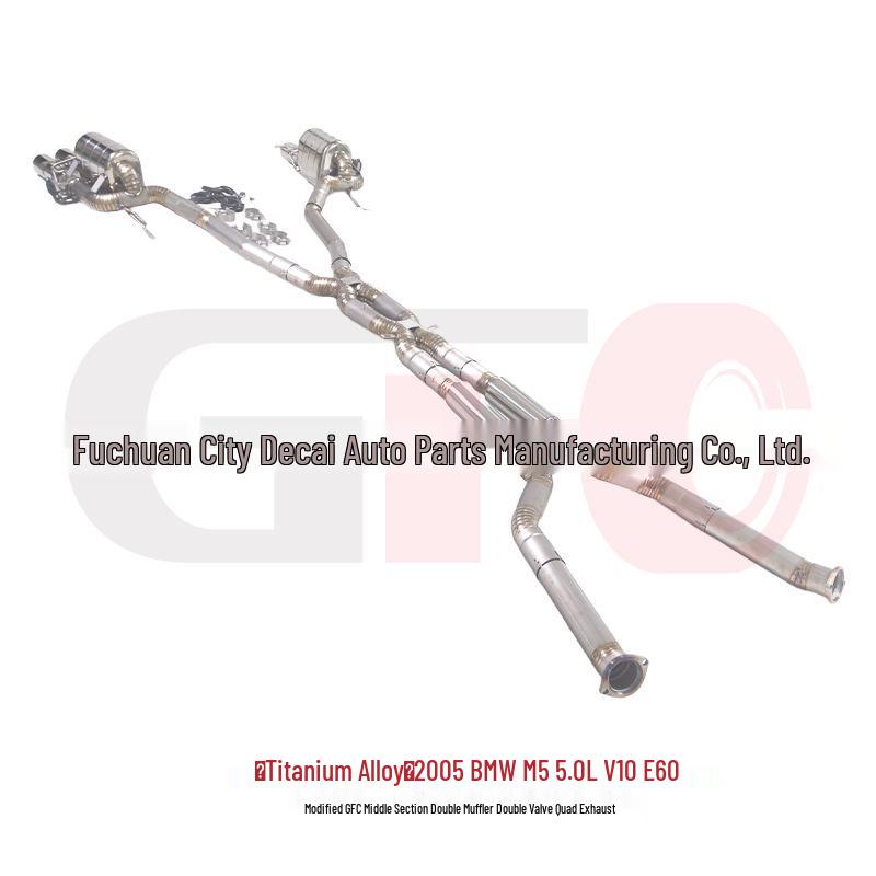 Compatible Titanium Alloy Quad Exhaust System for 2005 BMW M5 E60 5.0L V10 with Dual Muffler and Valve