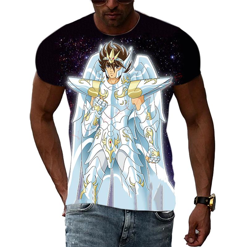Золотая тема аниме Saint Seiya Крутая 3D-печать фотографий Эстетическая личность Мужская и женская футболка с круглым вырезом и короткими рукавами