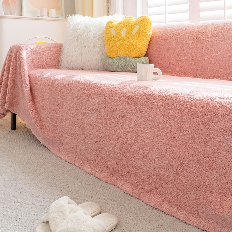 Autumn and Winter Plush Sofa Towel Thickened Warm Anti-Scratching Cloth Sofa Cover Cream Style All-Inclusive Sofa Cover