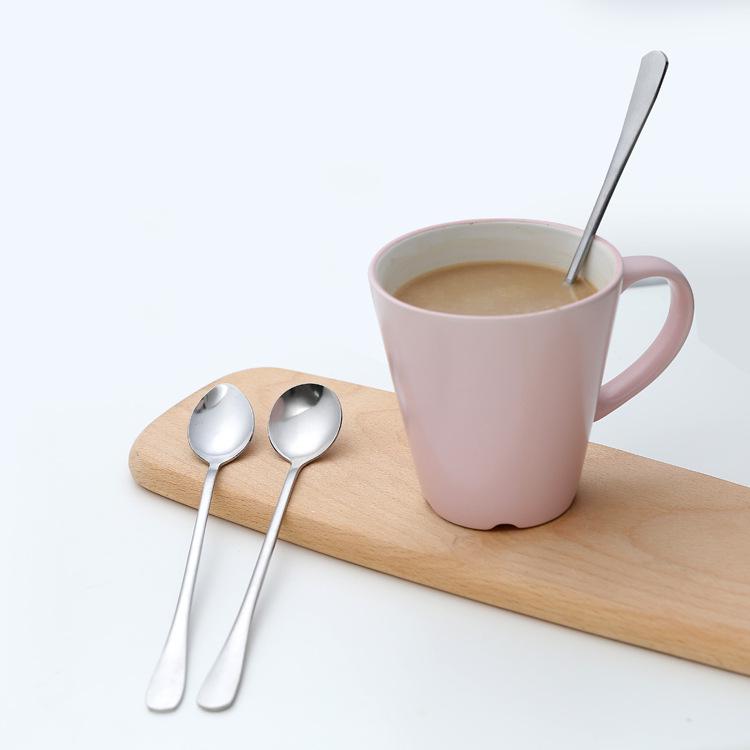 Stainless Steel Spoon Office Long Handle Coffee Spoon Stirring Spoon Watermelon Spoon Rice Spoon Spoon Spoon