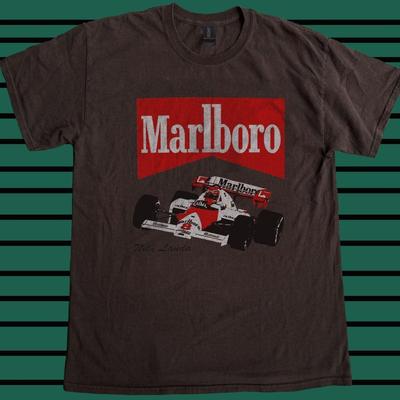 Marlboro Ники Лауда Дизайн-ремейк Темный Шоколад Классическая футболка NH26622 Унисекс Футболка