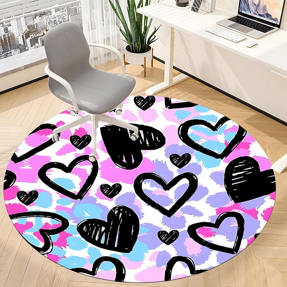 1PC Heart Print Chair Carpet for Office, Indoor Non-Slip Washable  Carpet, Soft Comfortable Mat For Office Room yy250930143