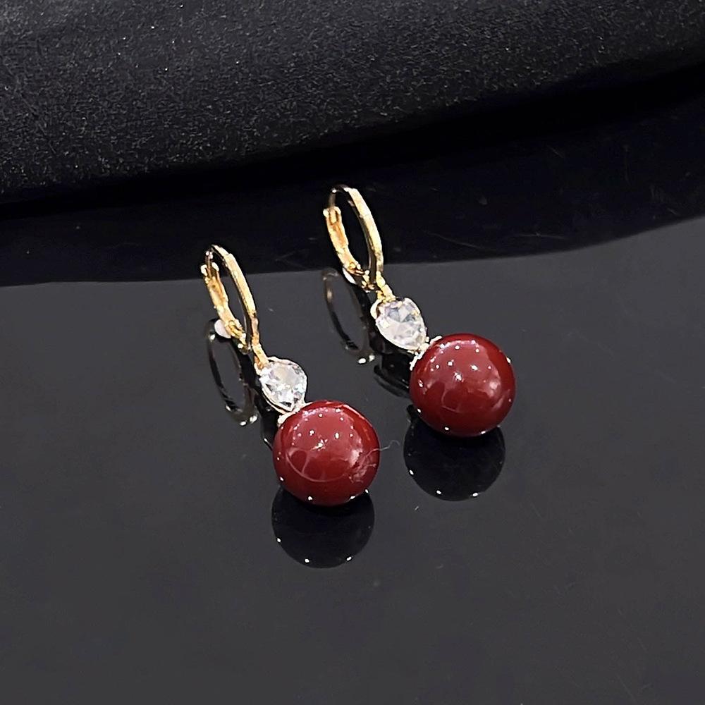 Серьги-каффы Ancola Red Silver Geometric с эмалью - Ретро мода, Высококлассные каффы для женщин