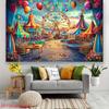 Vibrant Carnival Theme Park Backdrop Banner, Ferris Wheel Balloons Tents, Polyester Party Decor 39x59/51.18x59/70.8x90.5in Photo Prop