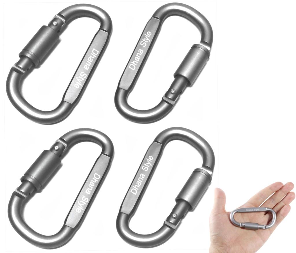 Screw Lock Fall Prevention Carabiner Clip Eggplant Set of 4
