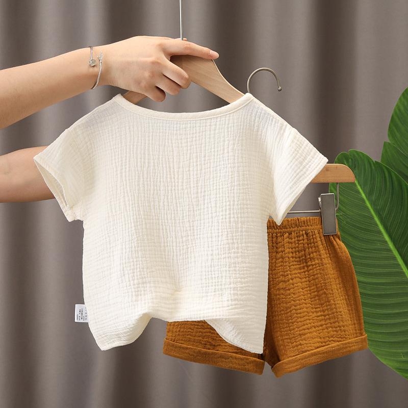 Детская одежда для девочек, комплекты с короткими рукавами для малышей, летняя хлопковая футболка для мальчиков + шорты, льняная детская одежда, комплекты, костюмы для детей от 1 до 6 лет