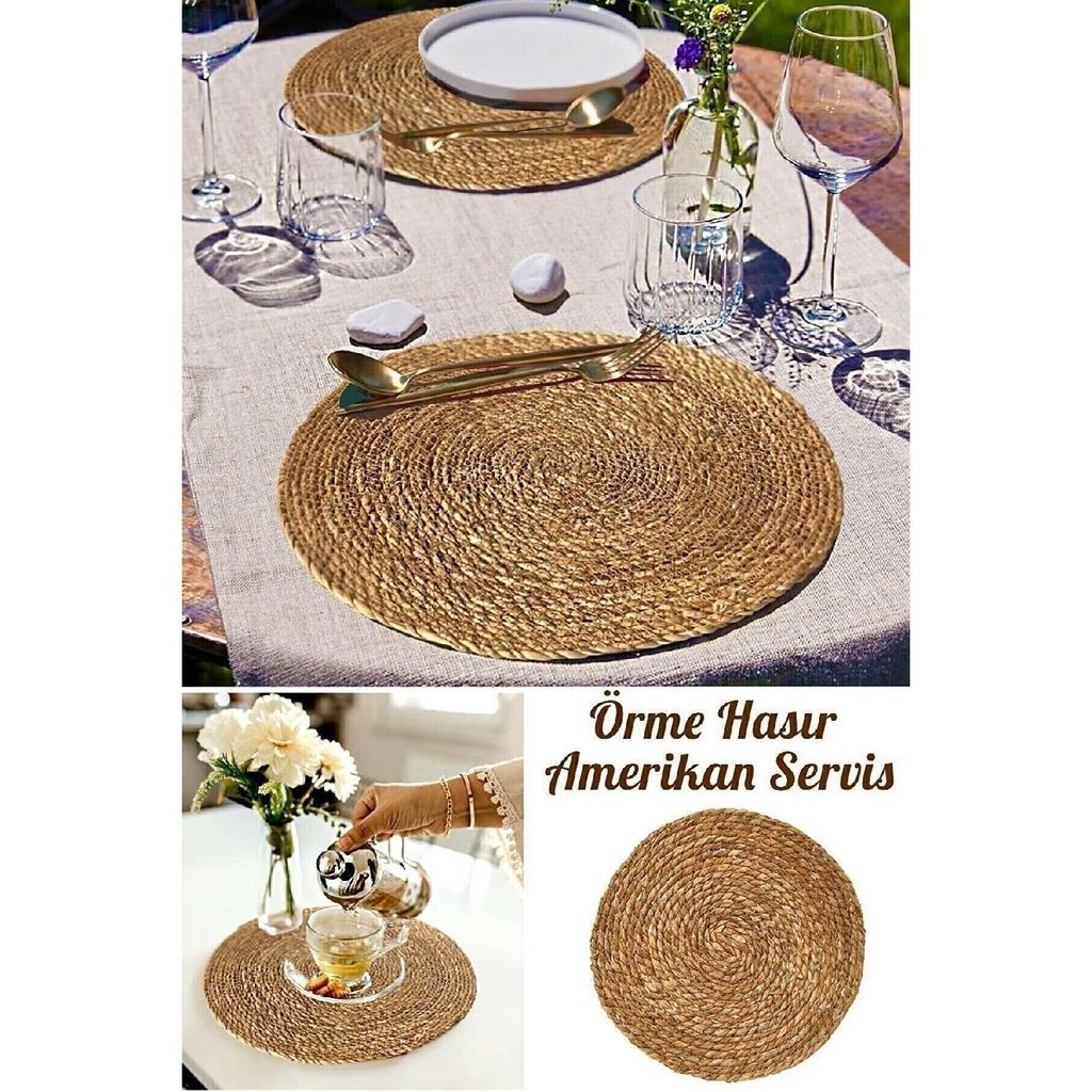 1 Piece Wicker Plate Knitted Placemat Plate Pan Pot Mat Bamboo Tableware Service Presentation Fireproof