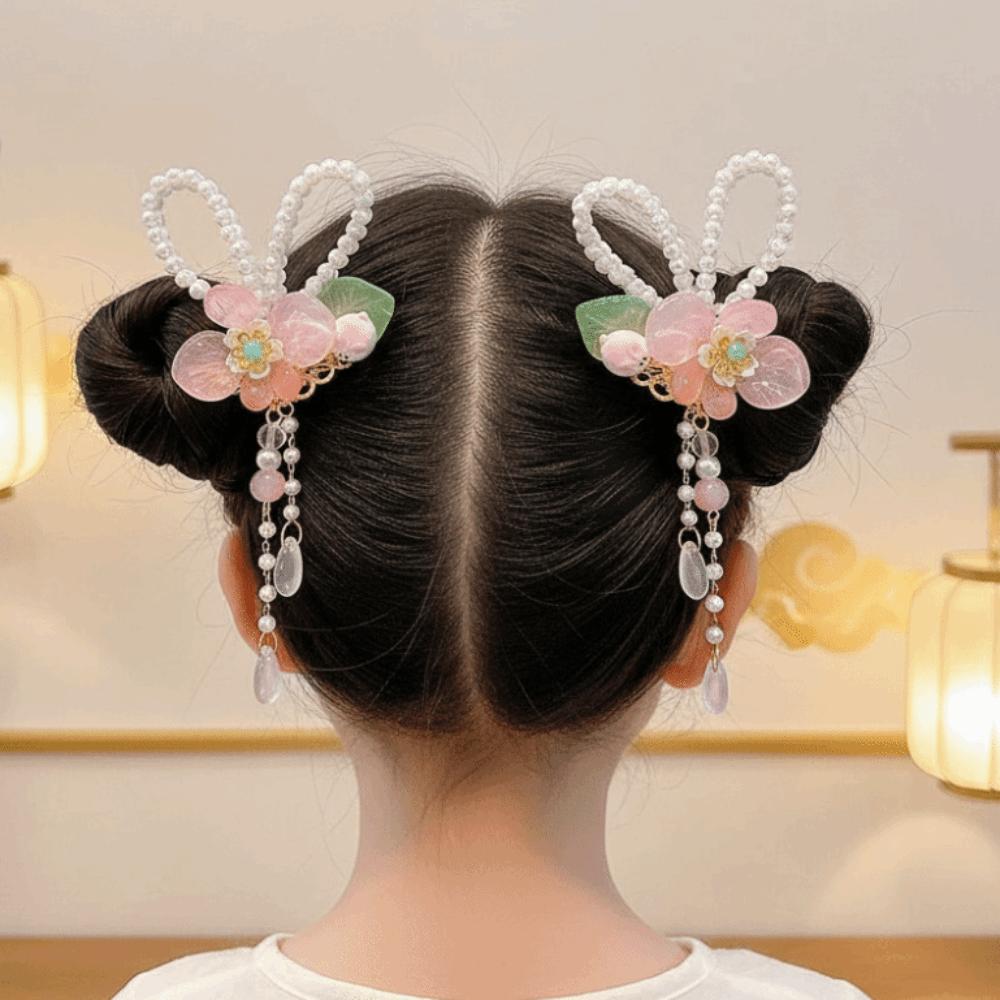 1 Pair Vibrant Color Hanfu Hair Clips Double Clip Fairy Hairpins Cultural Events
