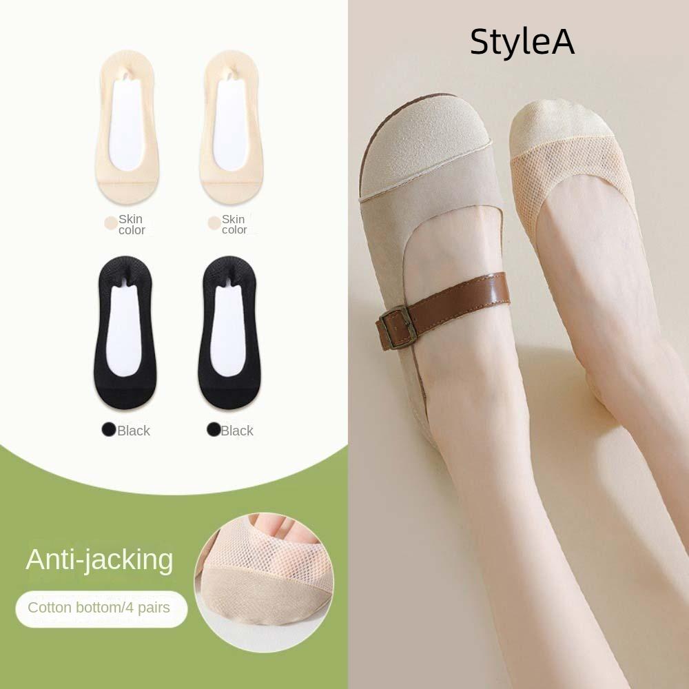 4 пары хлопковых невидимых носков-таби с низким вырезом и нескользящими носками, комплект женских носков-лодочек на лето и весну