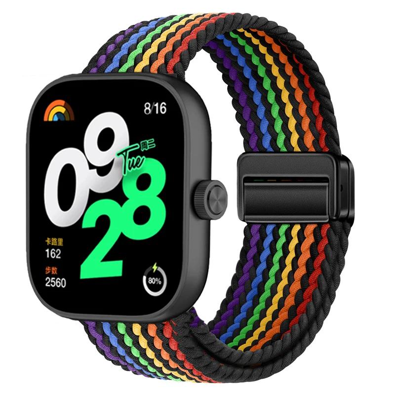 Нейлоновый ремешок-петля для Redmi Watch 6-5-4 Плетеный с магнитной застежкой Дышащий браслет для Xiaomi Band 8 Pro 9 Pro Ремешок