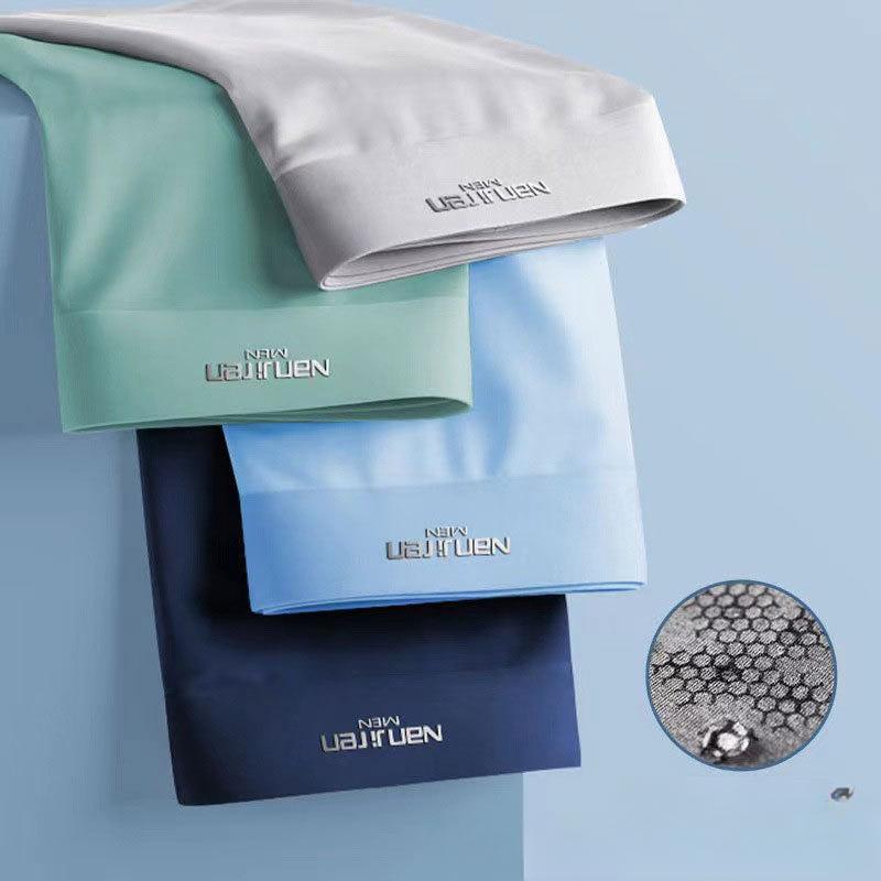 1 комплект, мужские трусы-боксеры, нижнее белье на плоской подошве, шелковые сухие и удобные мужские трусы, дышащие трусы, тонкие сексуальные мужские шорты-боксеры