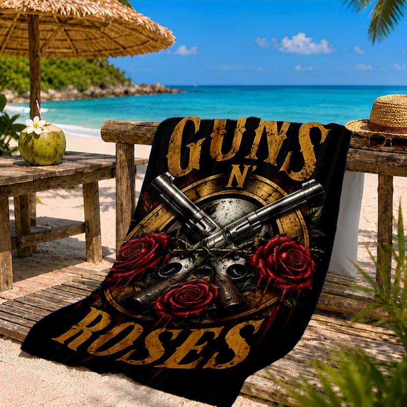 Guns rock band Artwork Beach Towel Microfiber Beach Towel, Lightweight and Quick-Dry, for Summer Travel, Swimming Pool Fan Birthday Gift