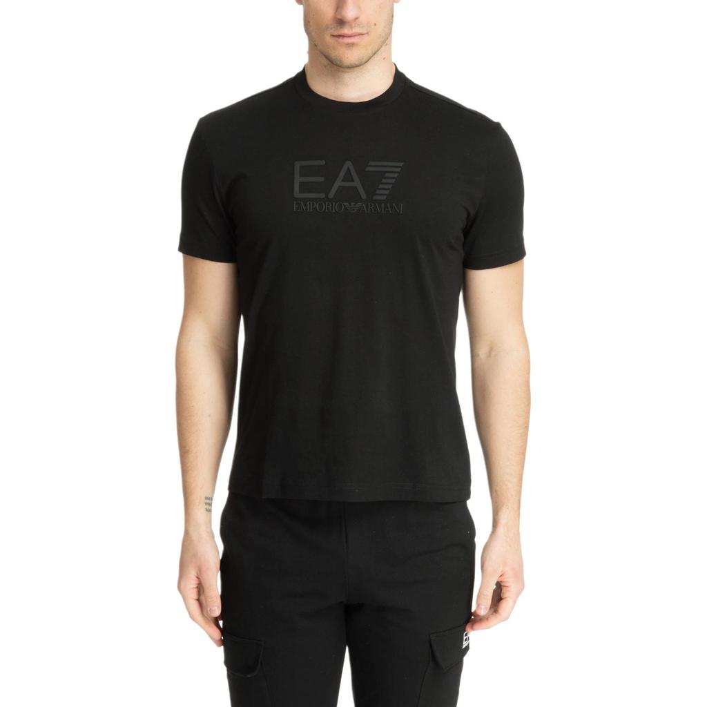 Emporio Armani EA7 Мужская футболка с коротким рукавом, круглым вырезом, однотонная, простая, стандартного кроя, Черный 7M000224-AF10375-UC001