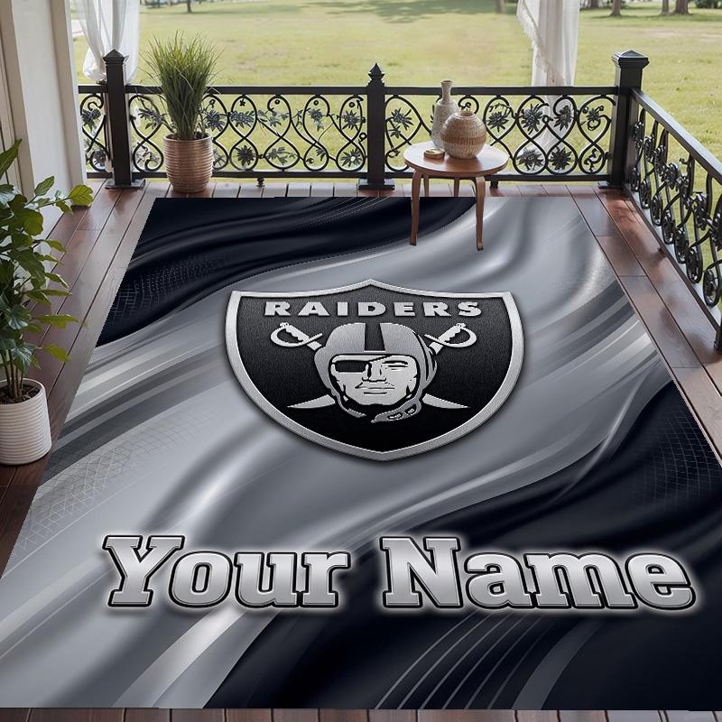 Custom Text Printed Rug Las Vegas Raiders Non Slip Floor Carpet For Home Room Decor