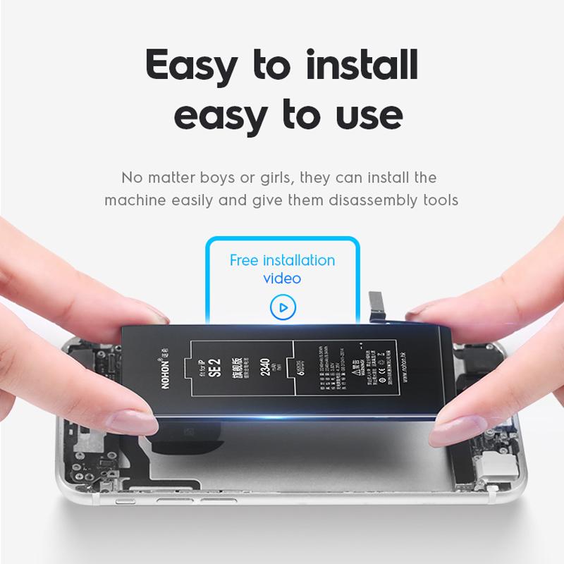 Сменный аккумулятор NOHON, литий-полимерный аккумулятор большой емкости для Apple iPhone SE 2016 2020 8Plus 8 7Plus 7 6SPlus 6S 6Plus 6 X XS XR