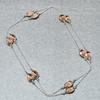 Lab Created Morganite Necklace 36" Chain Silver Finish Pear Cut Gemstone Jewelry