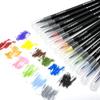 12 Colors Watercolor Brush Pens Set - Flexible Tip, Includes Water Brush & Travel Case
