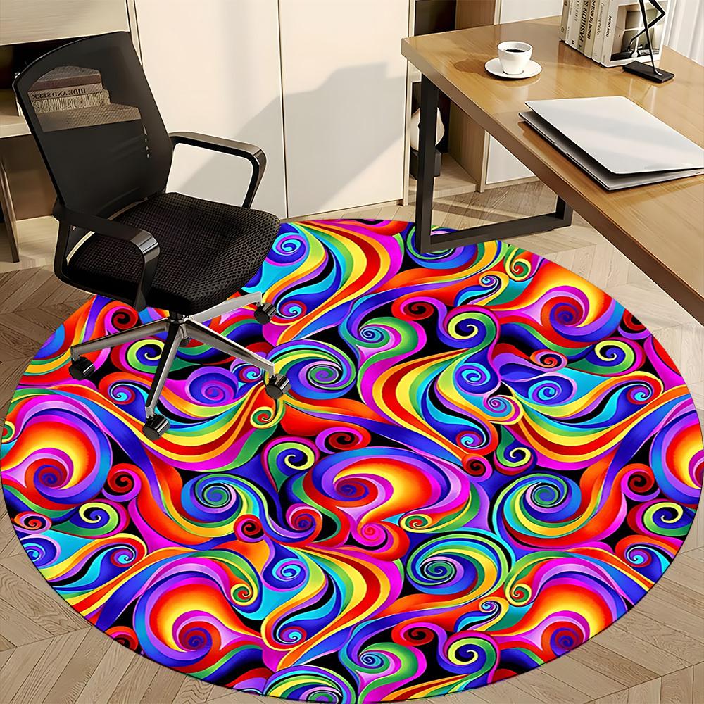 1pc Psychedelic Swirls Chair Carpet for Office, Soft Flannel Throw Mat, Perfect for Office,Holiday Party Decoration Choice yy251113108