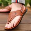 Летние новые мужские тапочки с застежкой-носком 2024 года, нескользящие высококачественные тапочки с узором «елочка», классические коричневые мужские повседневные туфли на плоской подошве
