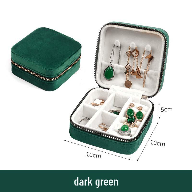 Бархатная шкатулка для драгоценностей на молнии: Портативное хранилище для ожерелий, браслетов, колец и серег