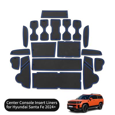 LUCKEASY for Hyundai Santa Fe 2024 2025 2026 Car Gate Slot Mat Anti-Slip Door Groove Cup Pad Rubber Interior Accessories