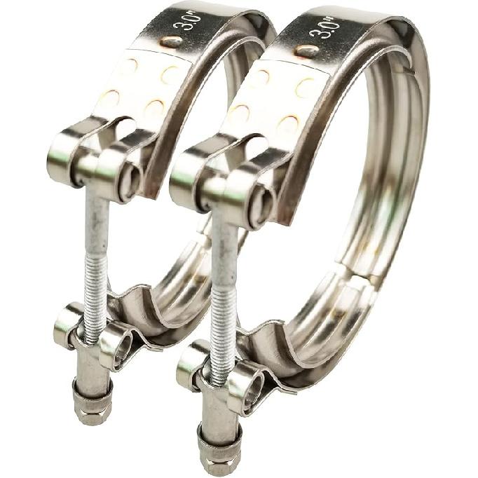 3 Inch V Band Clamp 304 Stainless Steel For Turbo Downpipes, 2 Pack