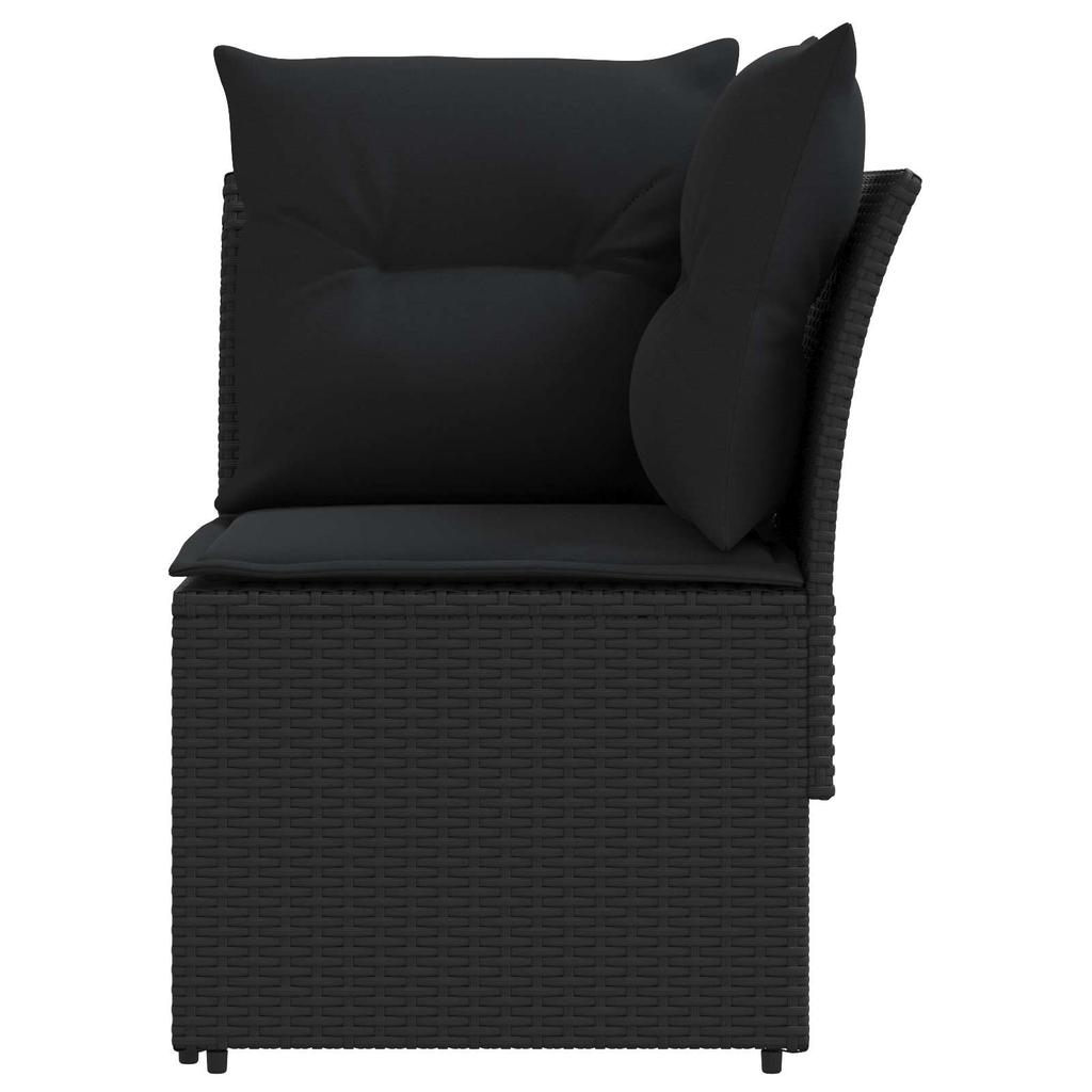 Garden Armchair Sofa with Corner Sofa 2 Pieces Black PE Rattan