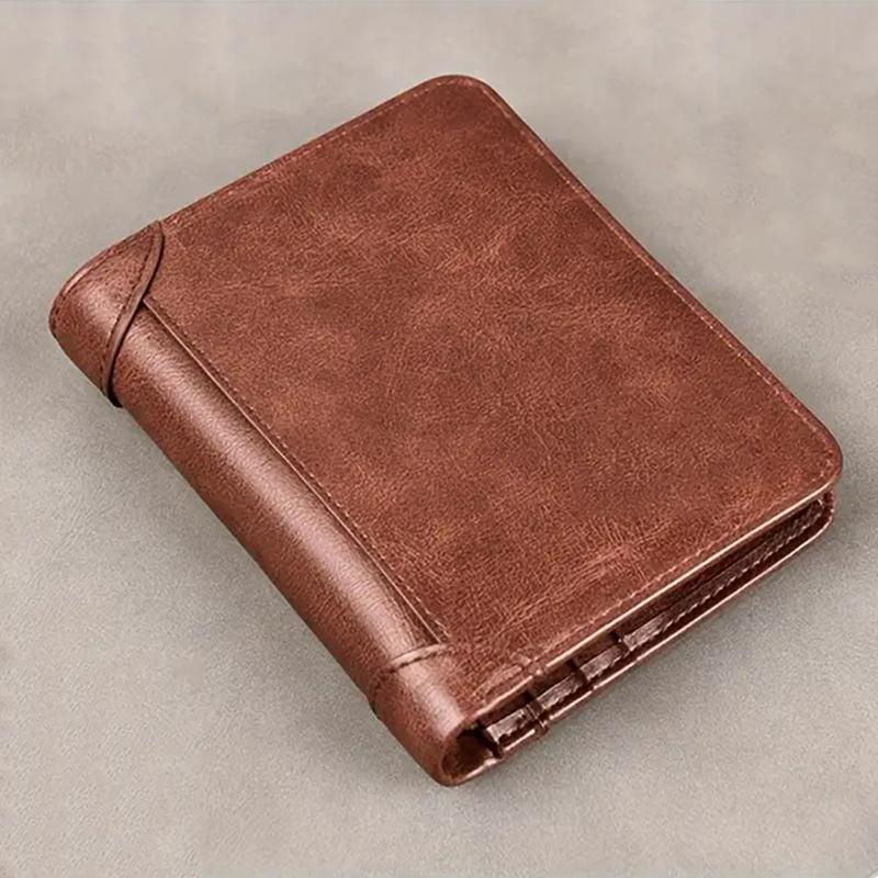 1pc Men's Leather Wallet, Minimalist Vertical Short Business 3 Fold  Credit Card Holder