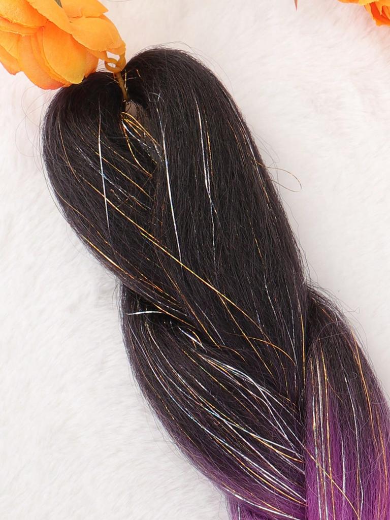 24inch Synthetic Braiding Hair Mix Tinsel Glitter Tricolor Synthetic Hair Extensions Jumbo Braids 1pc