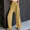 Новые женские однотонные широкие брюки, женские свободные повседневные брюки с высокой талией для мытья полов